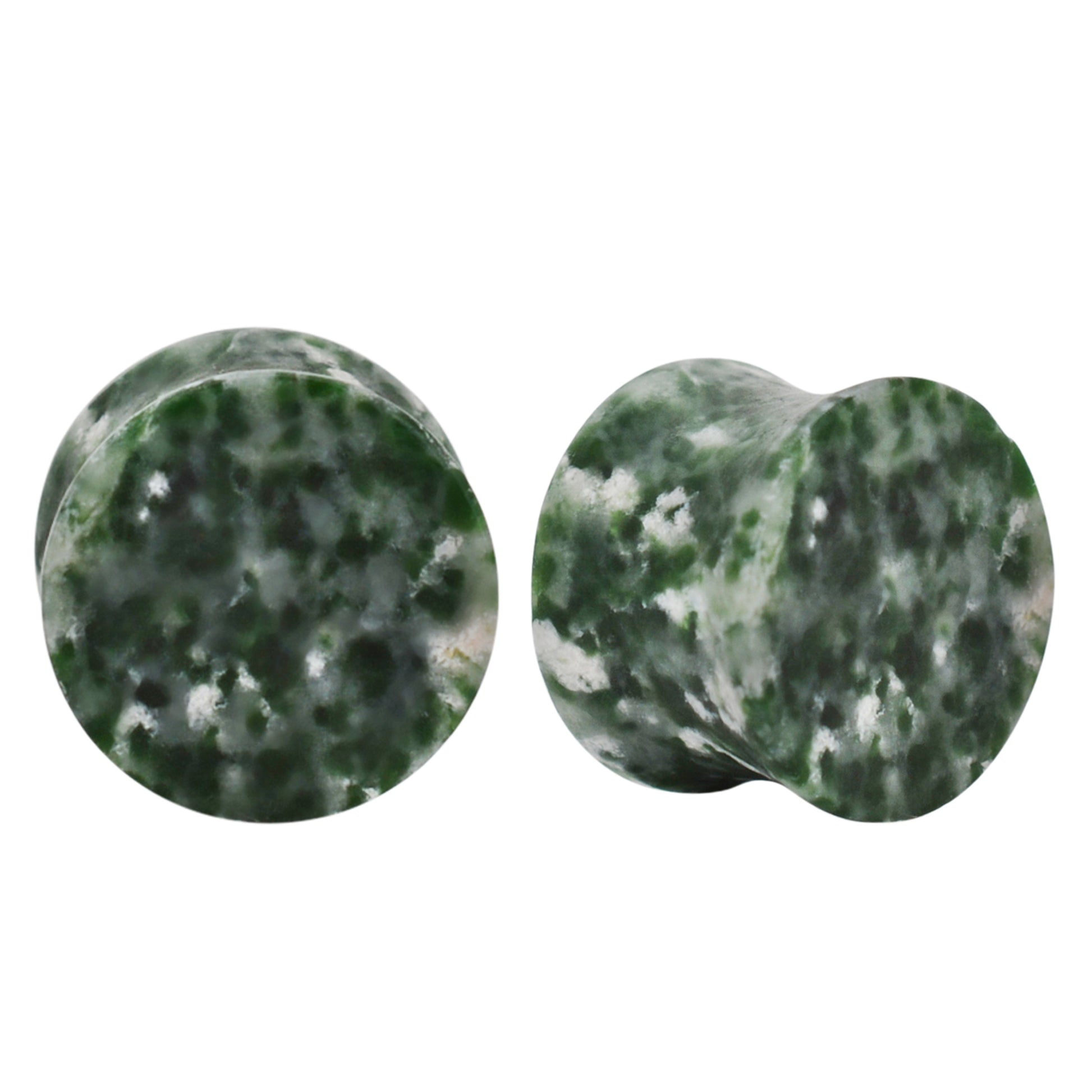 Natural Green Spot Agate Organic Stone Double Flare Ear Plugs Gauges