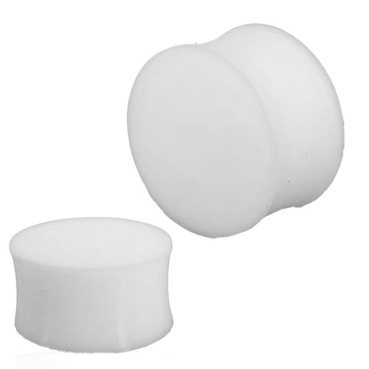 Solid White Silicone Double Flare Ear Gauges Plug, White Ear Expander, Gauge Jewelry, Body Piercing Jewelry, Sexy Jewelz, Los Angeles