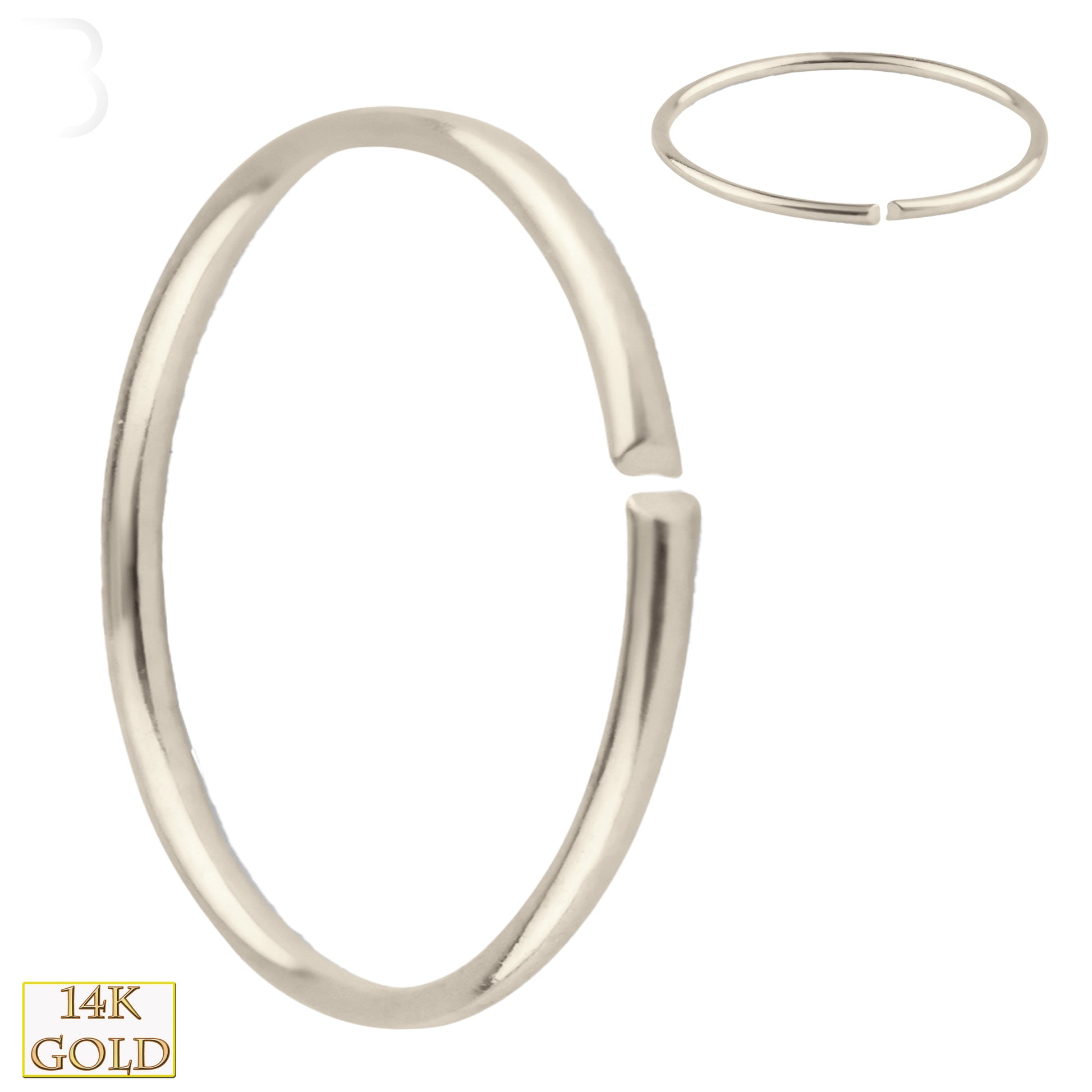 14k Solid Gold Seamless Continuous Ring Hoops Piercing, Minimalist Gold Ear Hoops, Dainty Piercing Jewelry, Statement Earrings, Sexy Jewelz, Los Angeles