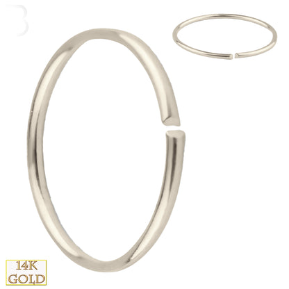 14k Solid Gold Seamless Continuous Ring Hoops Piercing, Minimalist Gold Ear Hoops, Dainty Piercing Jewelry, Statement Earrings, Sexy Jewelz, Los Angeles