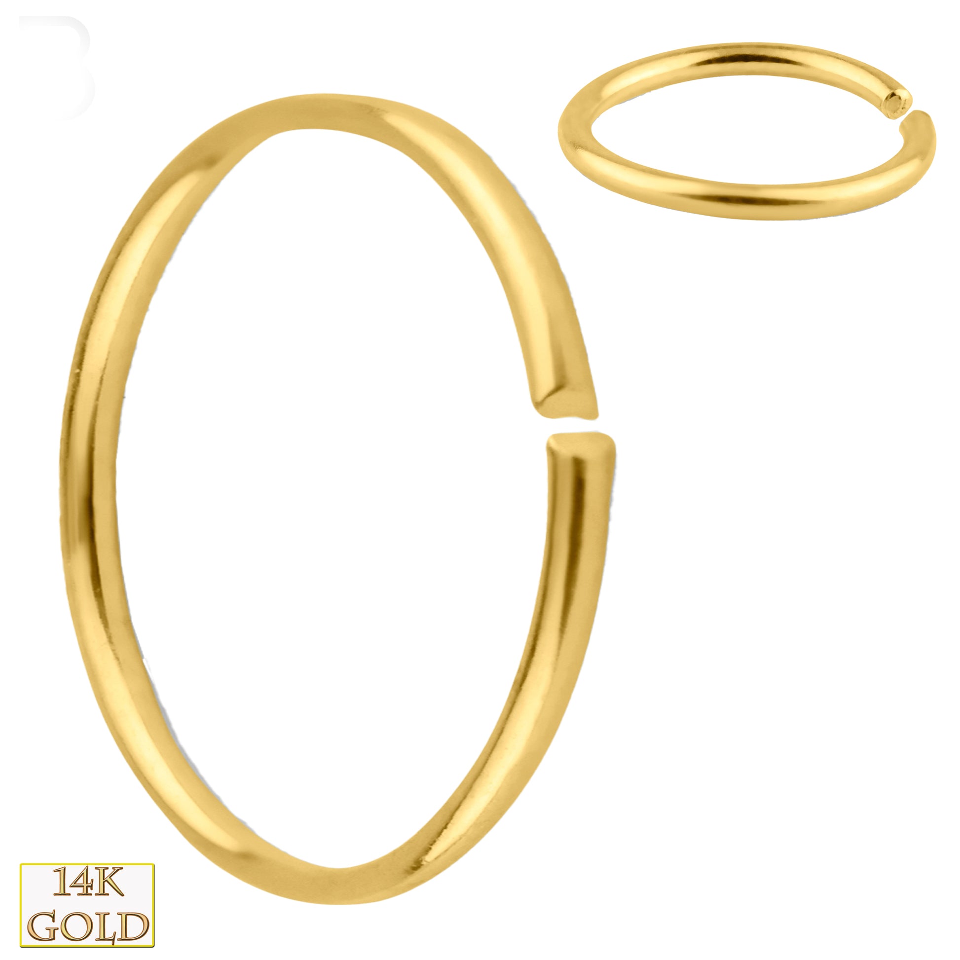 14k Solid Gold Seamless Continuous Ring Hoops Piercing, Minimalist Gold Ear Hoops, Dainty Piercing Jewelry, Statement Earrings, Sexy Jewelz, Los Angeles
