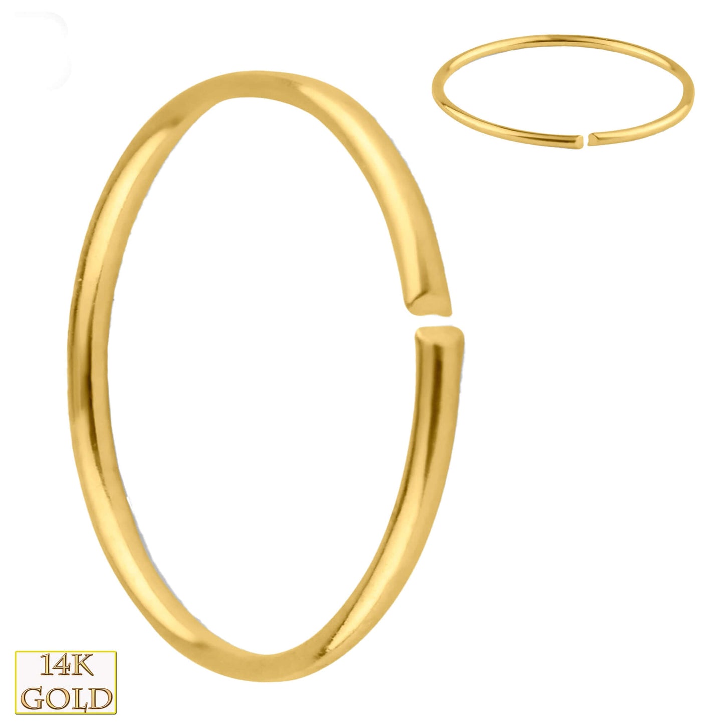 14k Solid Gold Seamless Continuous Ring Hoops Piercing, Minimalist Gold Ear Hoops, Dainty Piercing Jewelry, Statement Earrings, Sexy Jewelz, Los Angeles