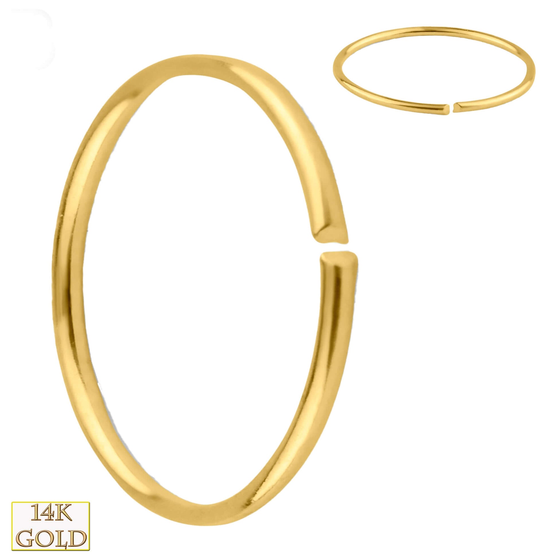 14k Solid Gold Seamless Continuous Ring Hoops Piercing, Minimalist Gold Ear Hoops, Dainty Piercing Jewelry, Statement Earrings, Sexy Jewelz, Los Angeles