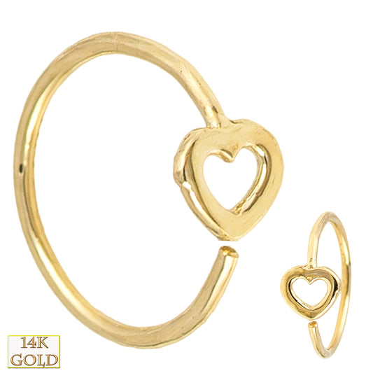 14k Solid Gold Hollow Heart Design Hoops, Twist Top Open Earrings, Piercing Jewelry, Gift for Her, Sexy Jewelz, Los Angeles