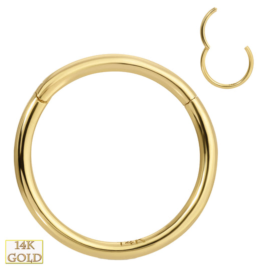 14K Solid Gold Plain Hinged Hoops, Minimalist Gold Earrings, Classic Huggie Hoop Earrings, Everyday Jewelry, Sexy Jewelz, Los Angeles