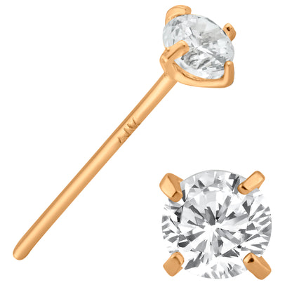 14k Solid Gold CZ Prong Setting Nose Bone, 12mm Bar Length, Unique Jewelry, Elegant Nose Ring, Sexy Jewelz, Los Angeles