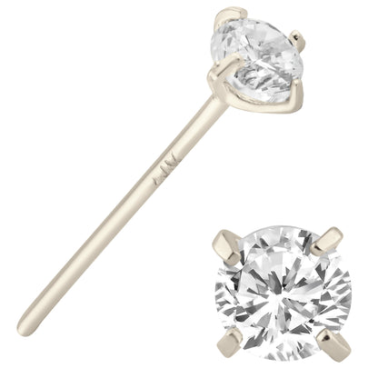 14k Solid Gold CZ Prong Setting Nose Bone, 12mm Bar Length, Unique Jewelry, Elegant Nose Ring, Sexy Jewelz, Los Angeles