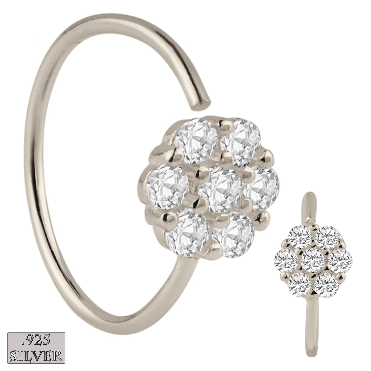 925 Silver Floral Nose Hoop