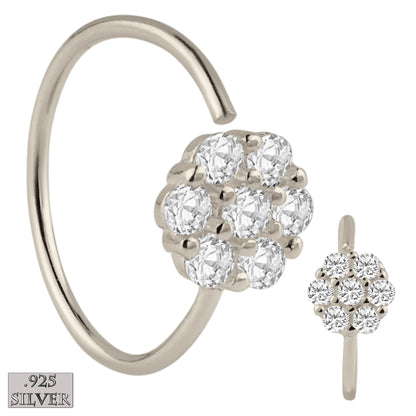 925 Silver Floral Nose Hoop